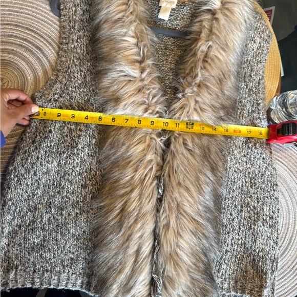 Chico's Faux Fur Collar Knit Vest - Picture 8 of 9